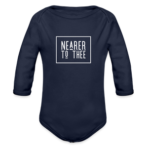 Nearer to Thee - Organic Long Sleeve Baby Bodysuit - dark navy