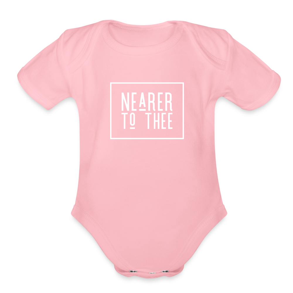 Nearer to Thee - Organic Short Sleeve Baby Bodysuit - light pink