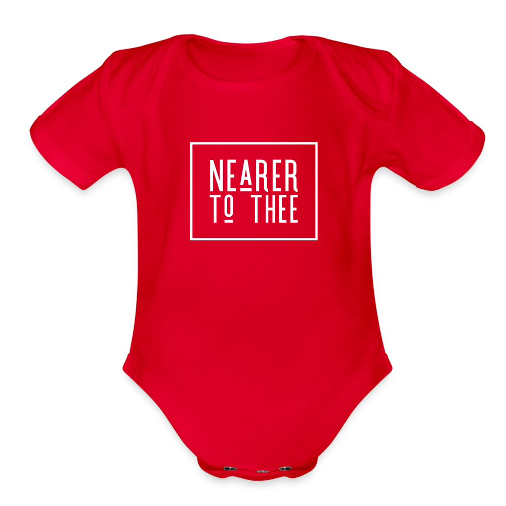 Nearer to Thee - Organic Short Sleeve Baby Bodysuit - red
