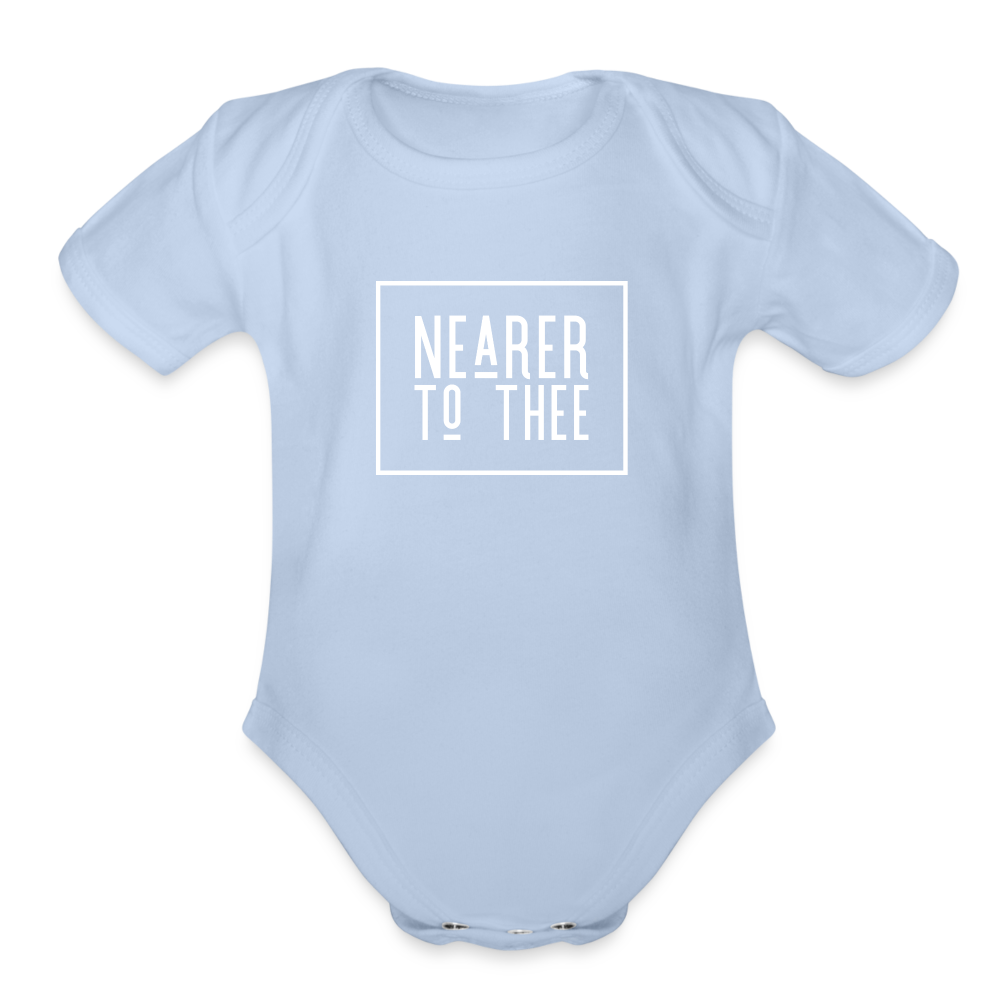 Nearer to Thee - Organic Short Sleeve Baby Bodysuit - sky