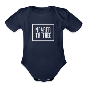 Nearer to Thee - Organic Short Sleeve Baby Bodysuit - dark navy