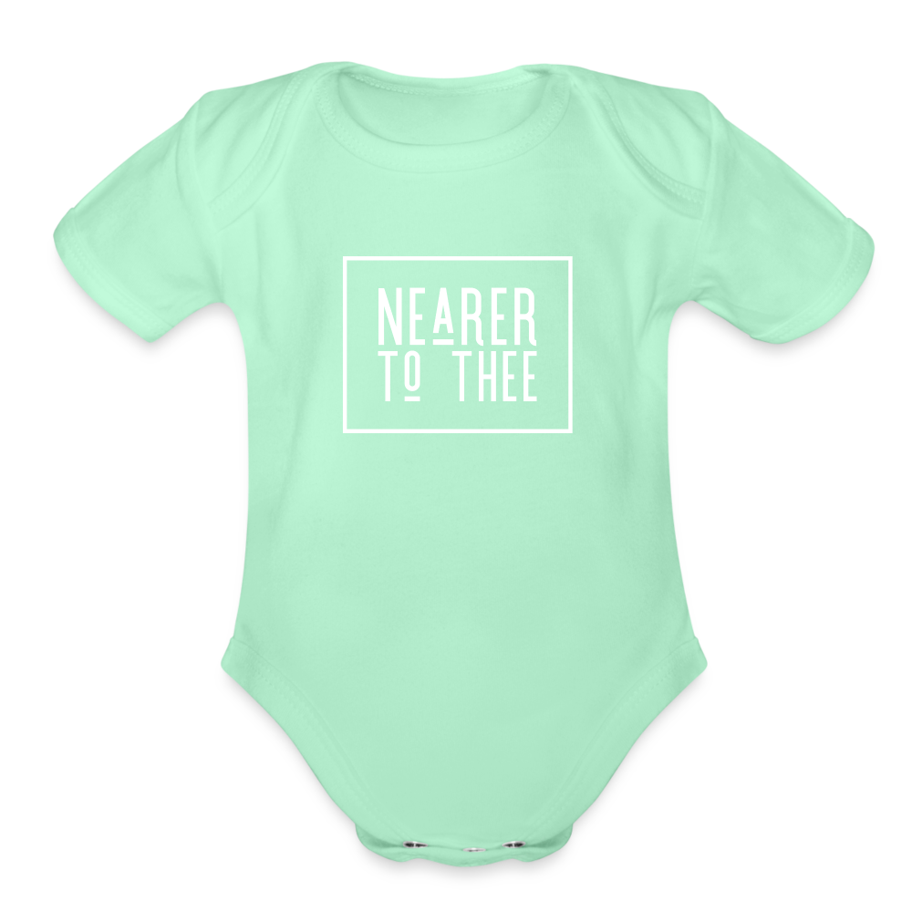 Nearer to Thee - Organic Short Sleeve Baby Bodysuit - light mint