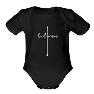 I Believe - Organic Short Sleeve Baby Bodysuit - black