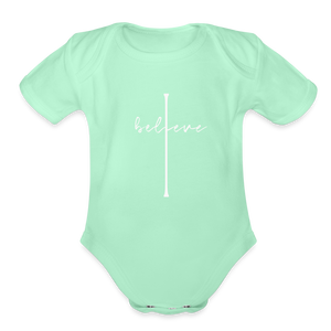 I Believe - Organic Short Sleeve Baby Bodysuit - light mint