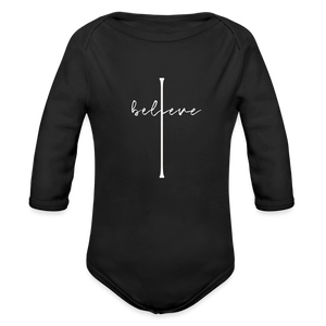 I Believe - Organic Long Sleeve Baby Bodysuit - black