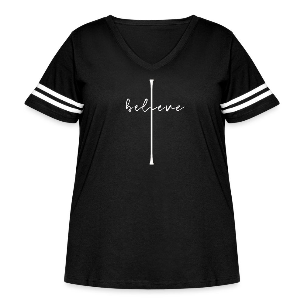 I Believe - Women's Curvy Vintage Sport T-Shirt - black/white