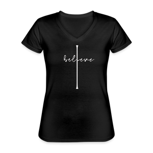 I Believe - Women's V-Neck T-Shirt - black