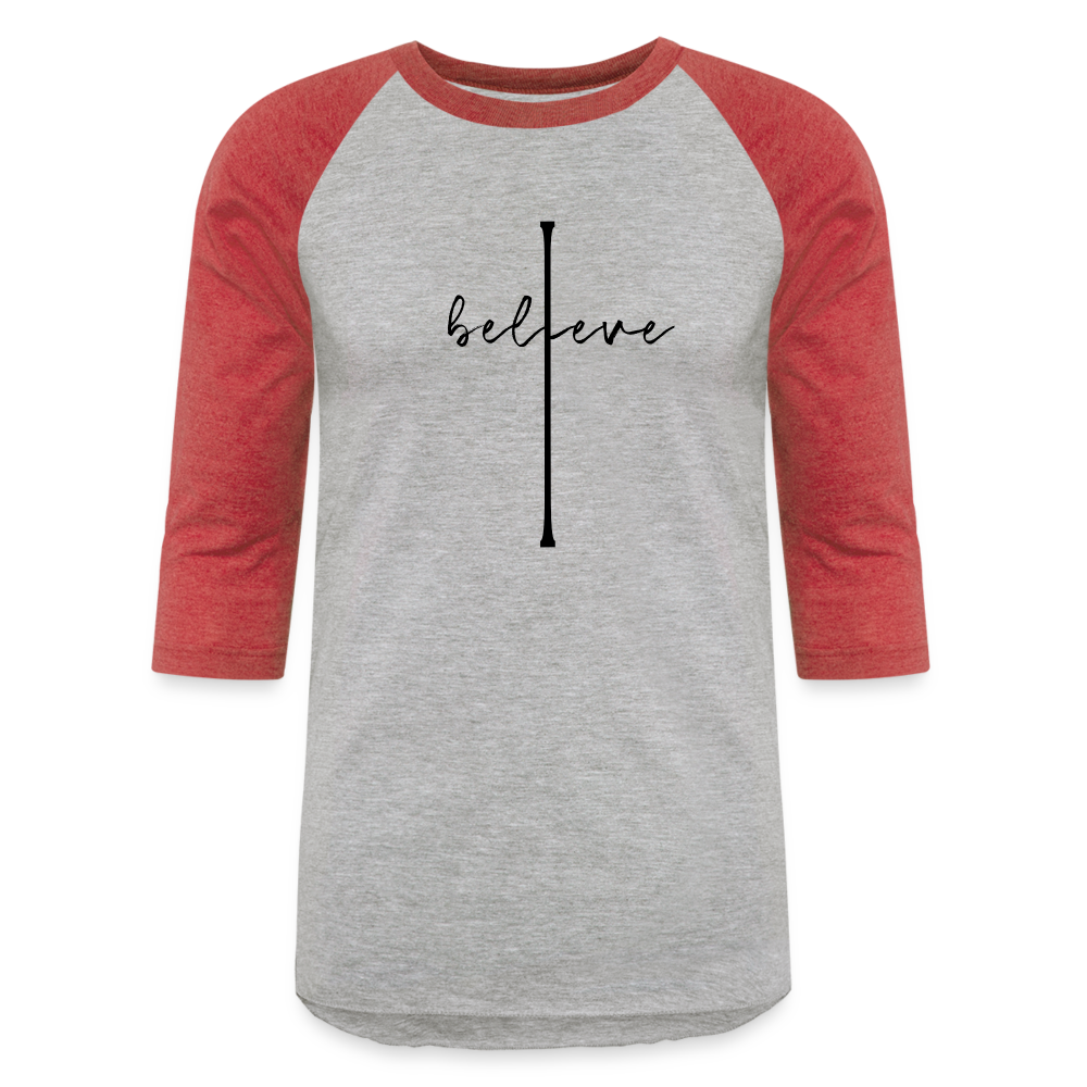 I Believe - Baseball T-Shirt - heather gray/red