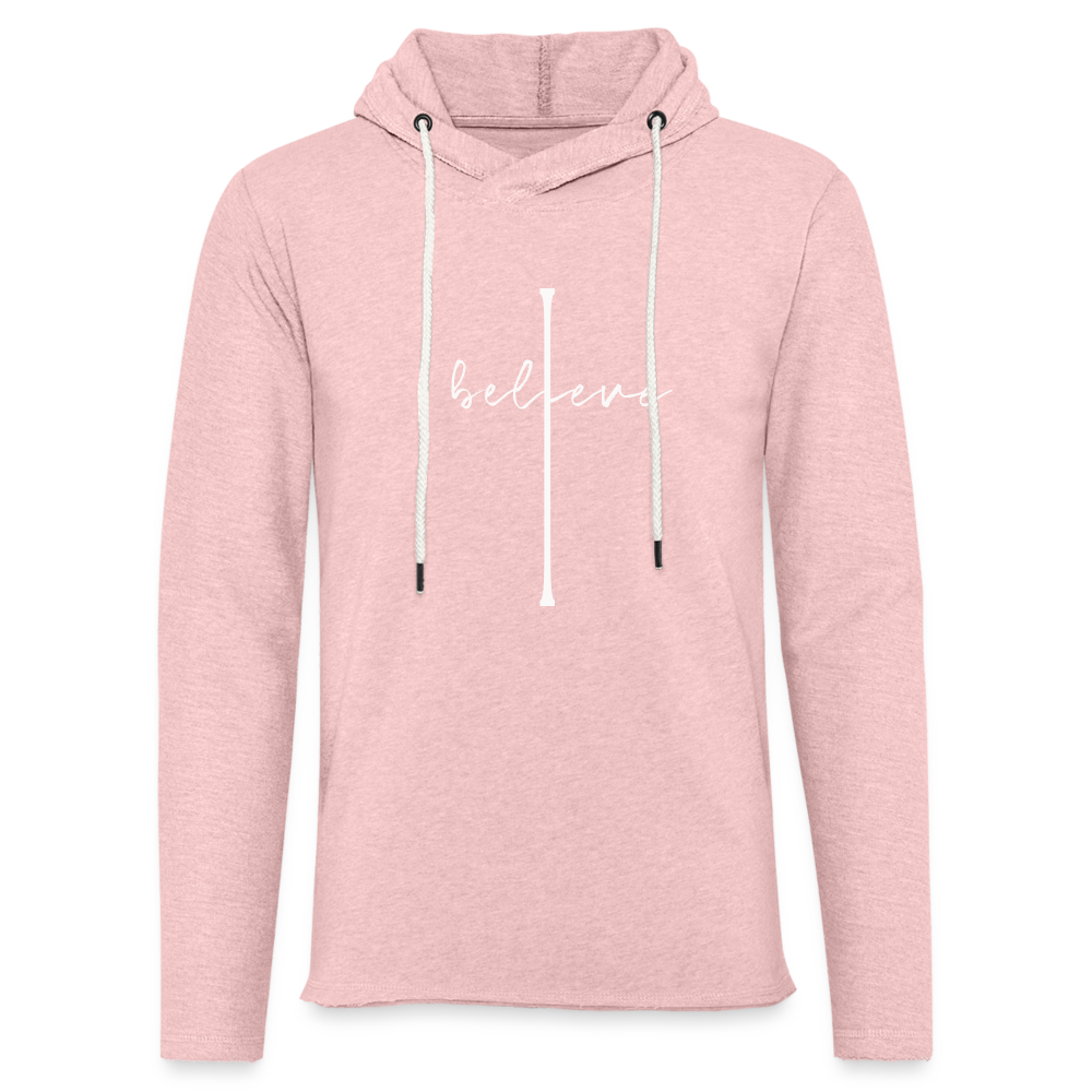 I Believe - Unisex Lightweight Terry Hoodie - cream heather pink