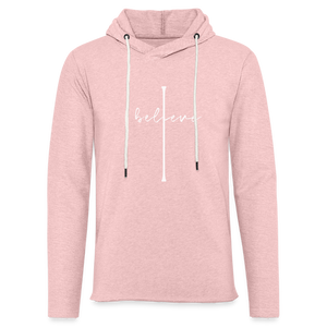 I Believe - Unisex Lightweight Terry Hoodie - cream heather pink