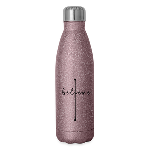 I Believe - Insulated Stainless Steel Water Bottle - pink glitter