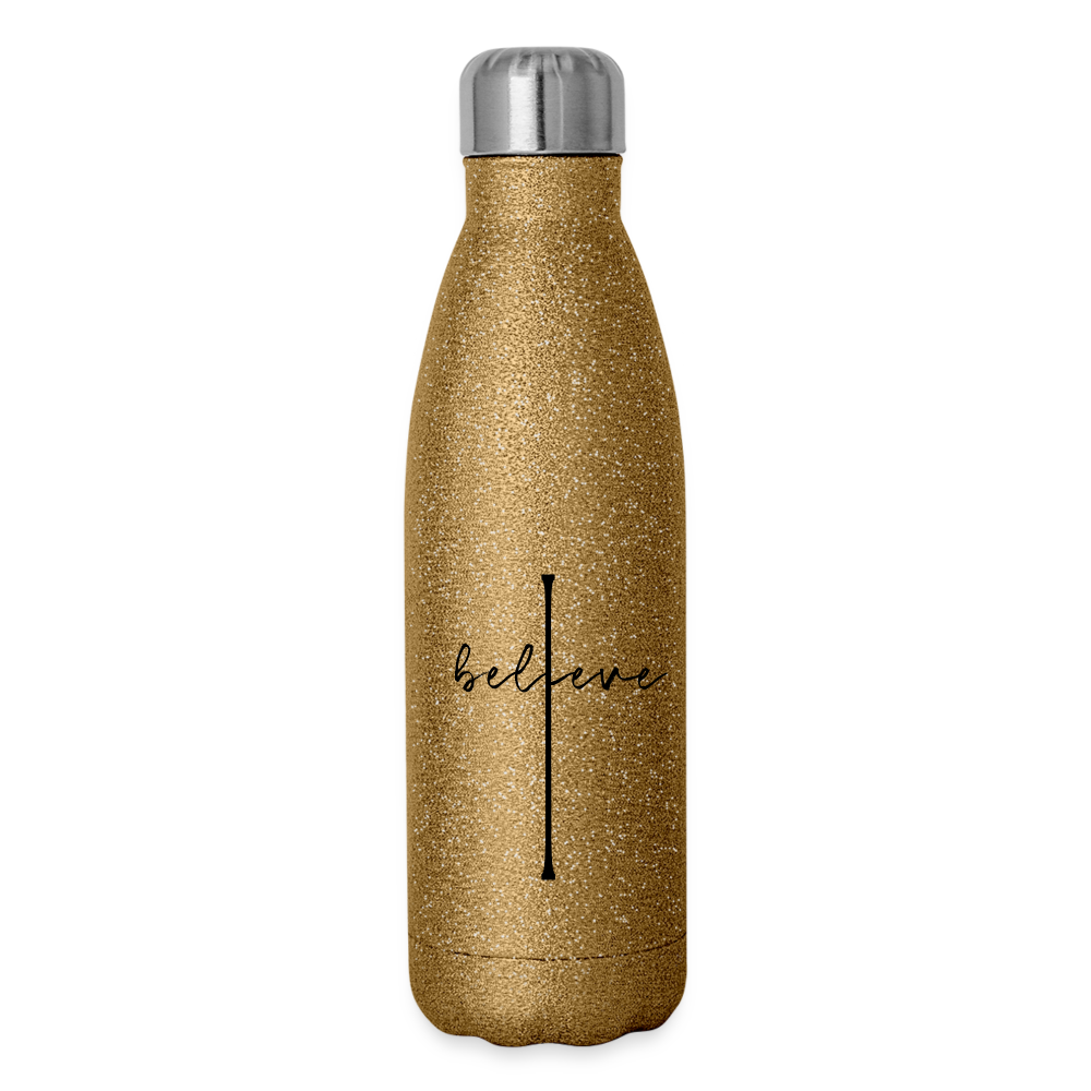 I Believe - Insulated Stainless Steel Water Bottle - gold glitter