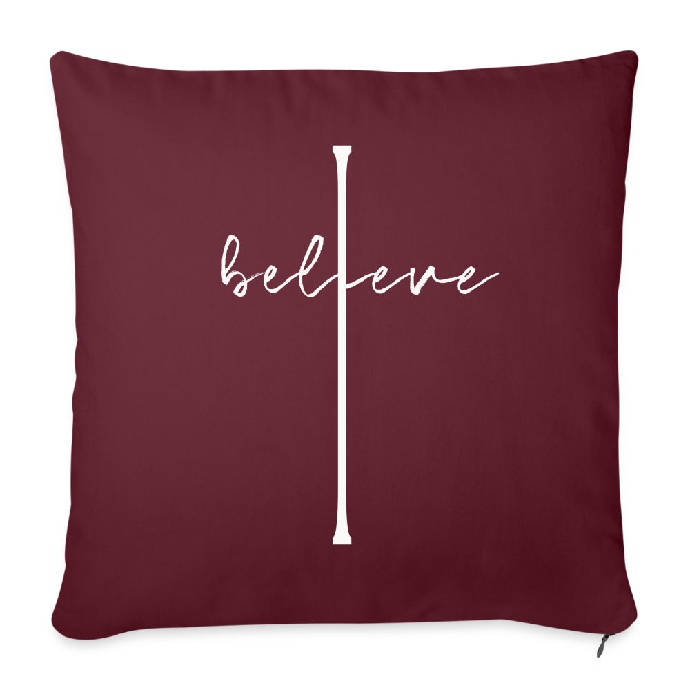 I Believe - Throw Pillow Cover - burgundy