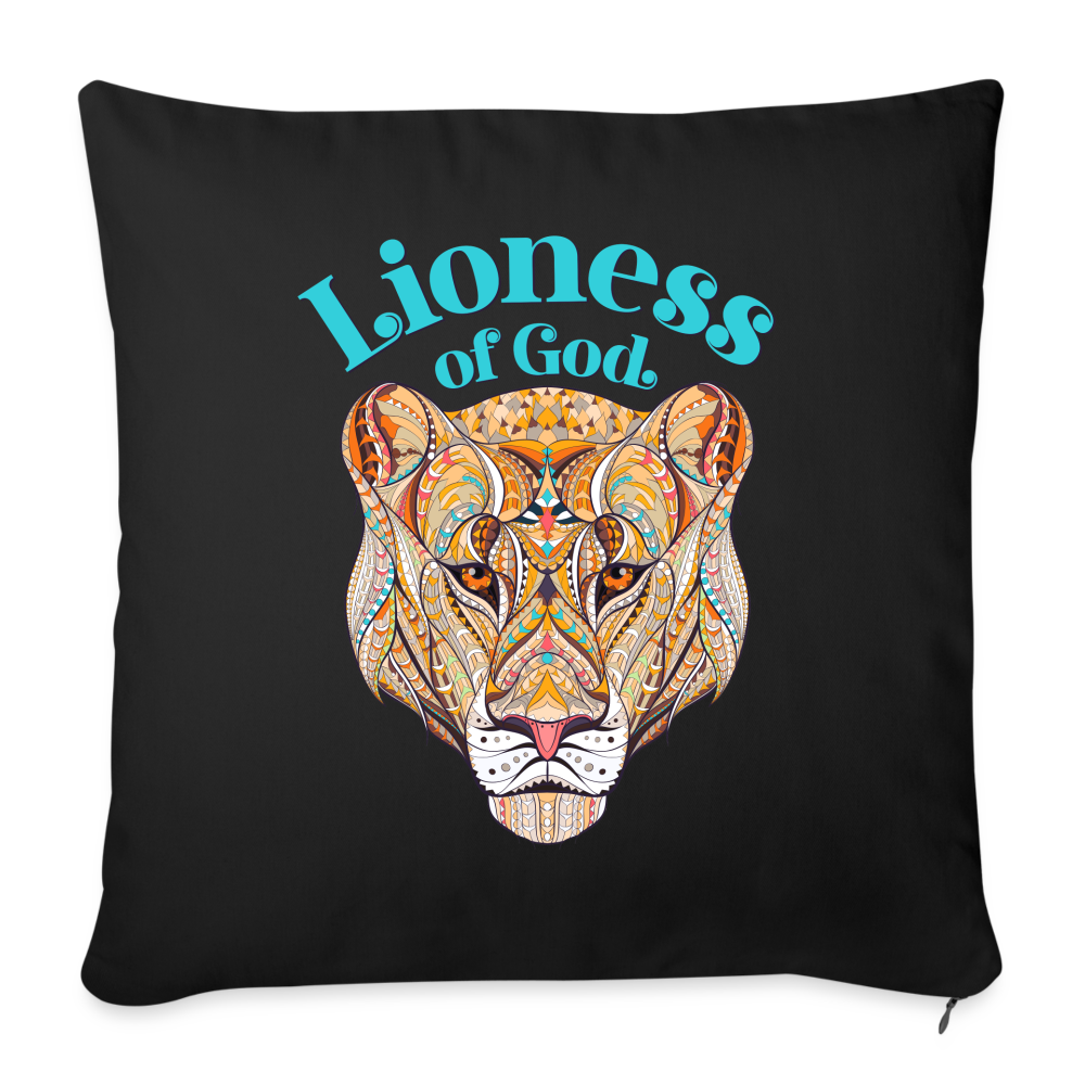 Lioness of God - Throw Pillow Cover - black