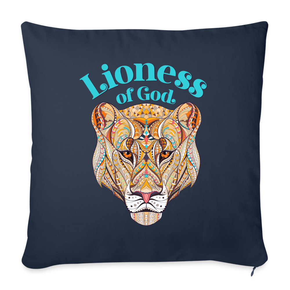 Lioness of God - Throw Pillow Cover - navy