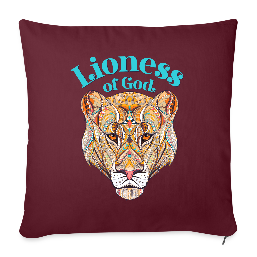 Lioness of God - Throw Pillow Cover - burgundy