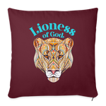 Lioness of God - Throw Pillow Cover - burgundy