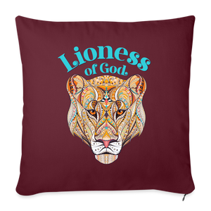 Lioness of God - Throw Pillow Cover - burgundy