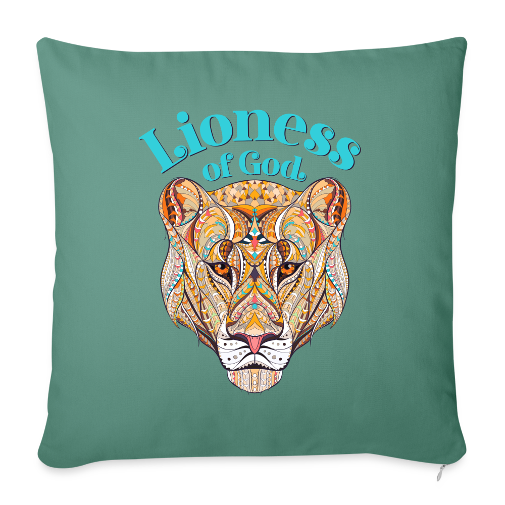 Lioness of God - Throw Pillow Cover - cypress green