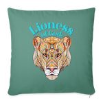 Lioness of God - Throw Pillow Cover - cypress green