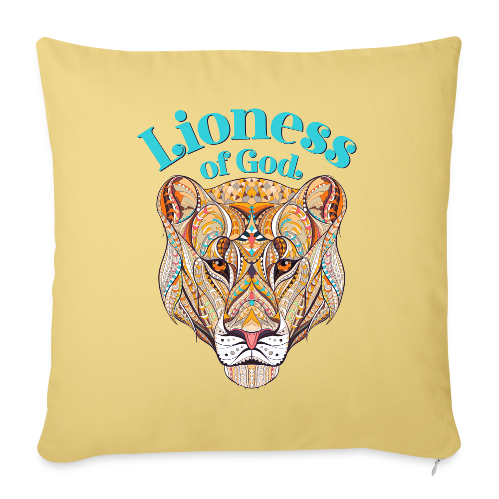 Lioness of God - Throw Pillow Cover - washed yellow