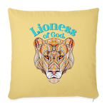 Lioness of God - Throw Pillow Cover - washed yellow