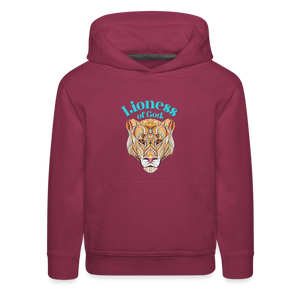 Lioness of God - Kids‘ Premium Hoodie - burgundy