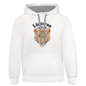 Lioness of God - Unisex Contrast Hoodie - white/gray