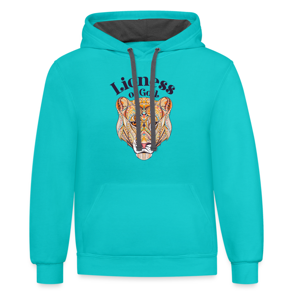 Lioness of God - Unisex Contrast Hoodie - scuba blue/asphalt