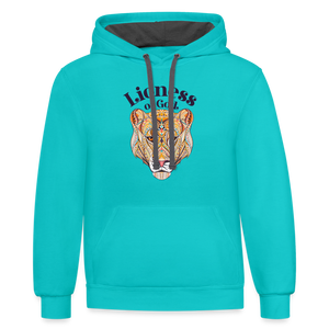 Lioness of God - Unisex Contrast Hoodie - scuba blue/asphalt