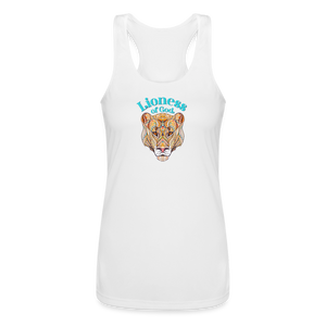 Lioness of God - Women’s Performance Racerback Tank Top - white