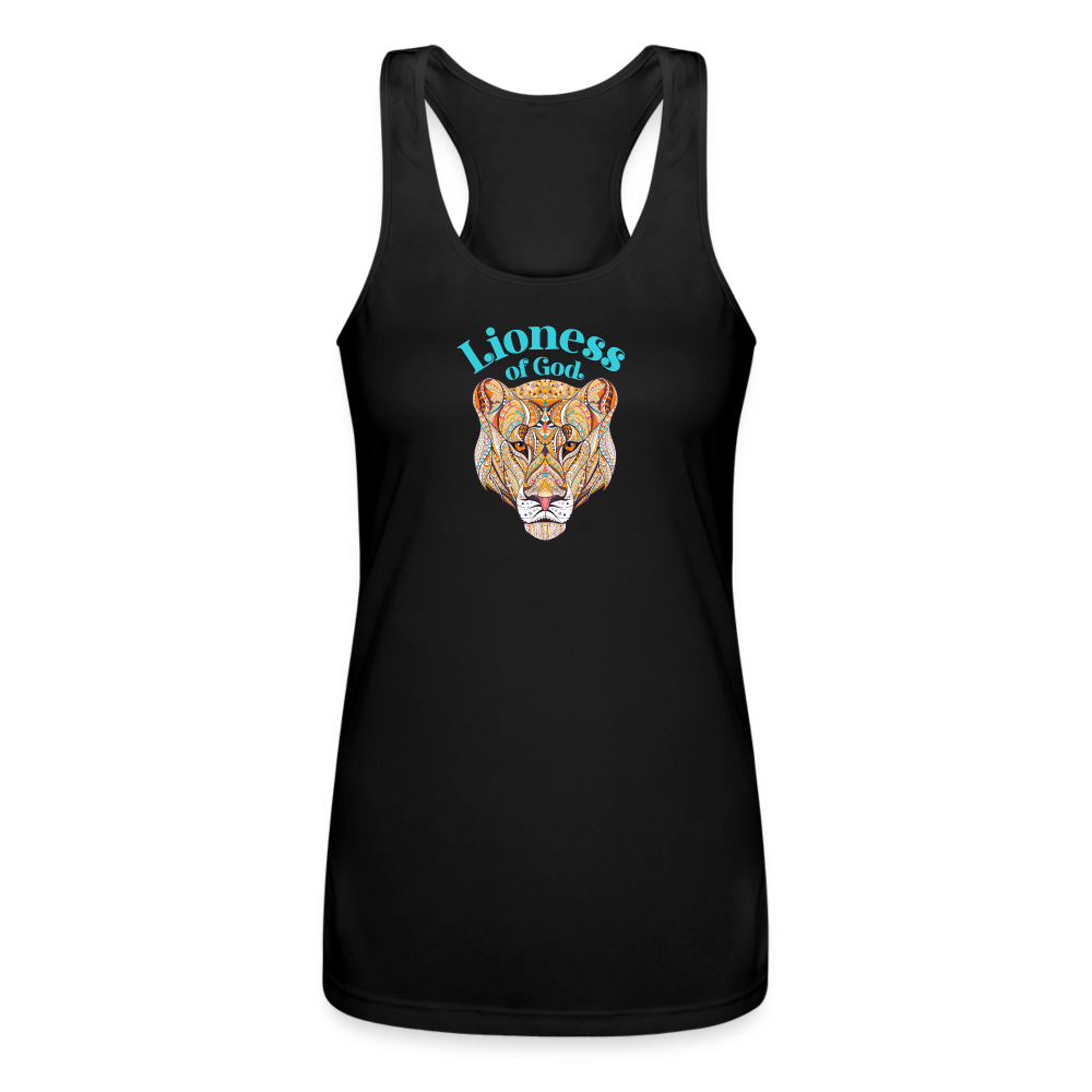 Lioness of God - Women’s Performance Racerback Tank Top - black