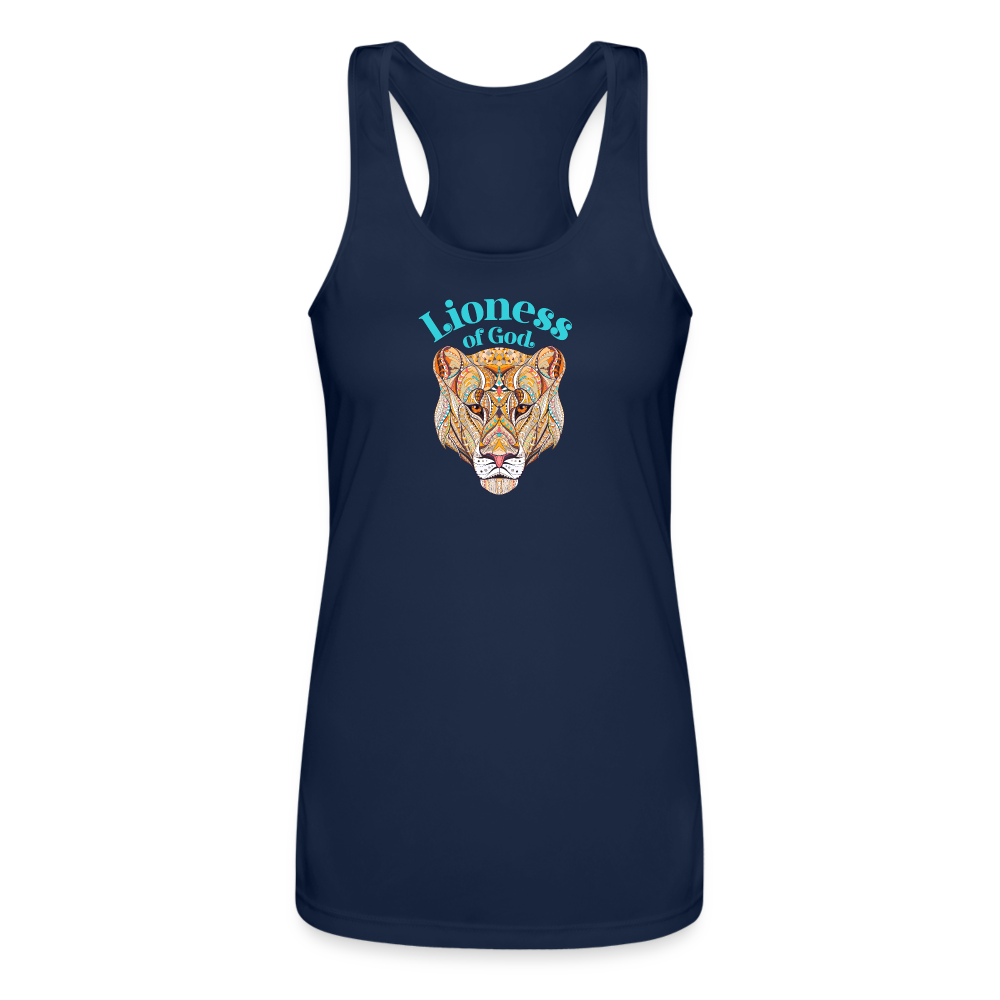 Lioness of God - Women’s Performance Racerback Tank Top - navy