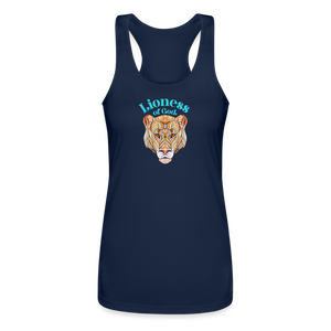 Lioness of God - Women’s Performance Racerback Tank Top - navy