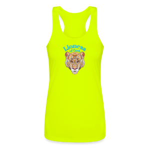 Lioness of God - Women’s Performance Racerback Tank Top - neon yellow