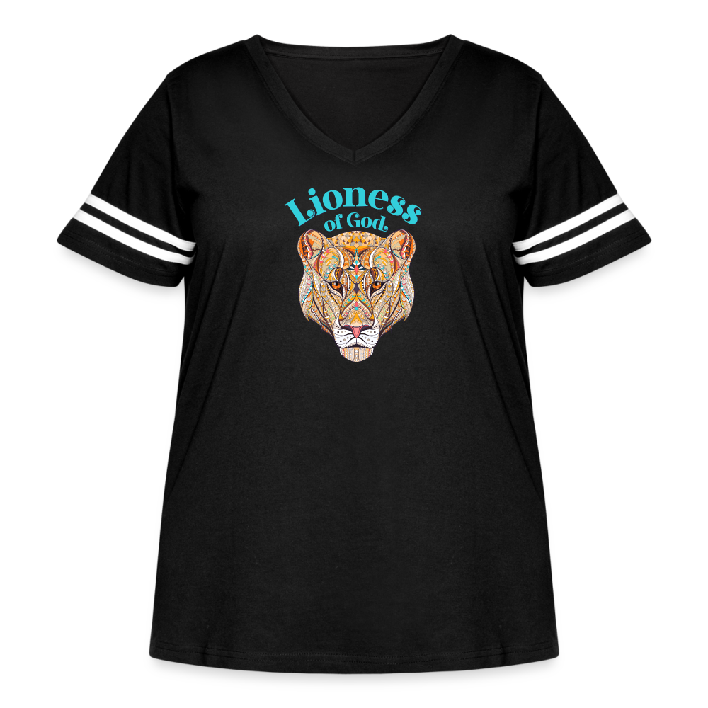 Lioness of God - Women's Curvy Vintage Sport T-Shirt - black/white