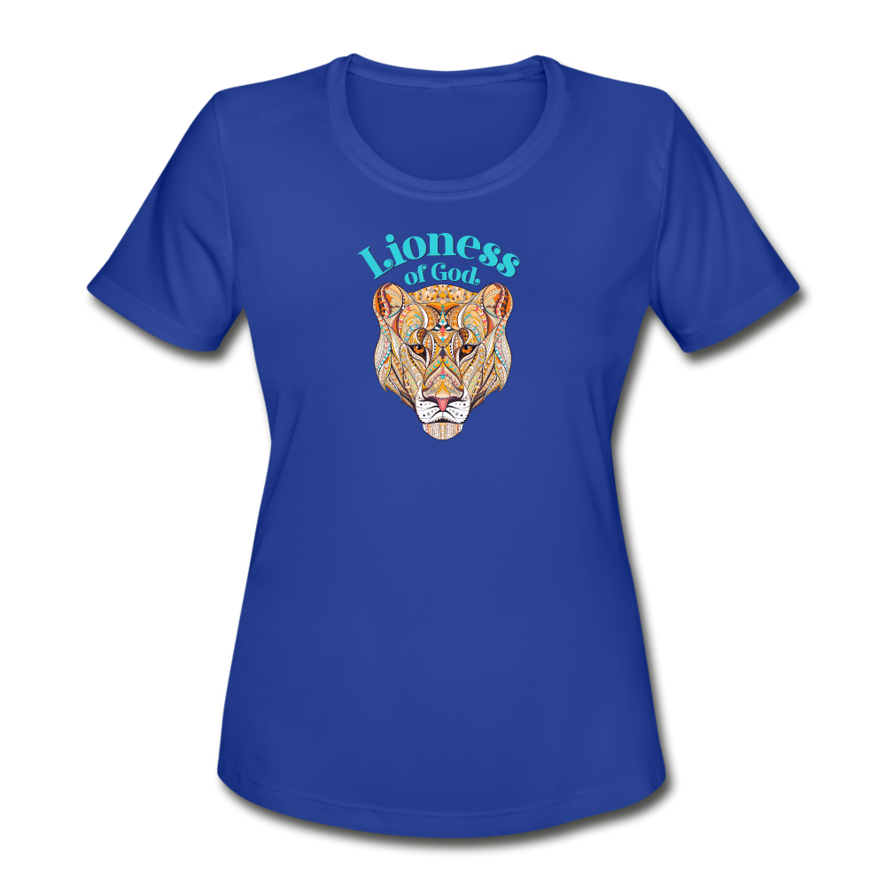 Lioness of God - Women's Moisture Wicking Performance T-Shirt - royal blue