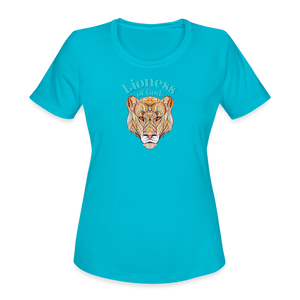 Lioness of God - Women's Moisture Wicking Performance T-Shirt - turquoise