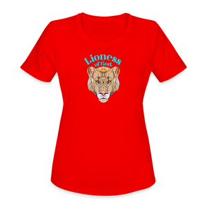 Lioness of God - Women's Moisture Wicking Performance T-Shirt - red