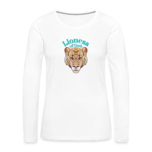 Lioness of God - Women's Premium Long Sleeve T-Shirt - white