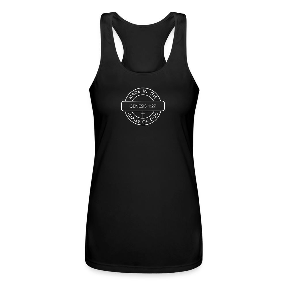 Made in the Image of God - Women’s Performance Racerback Tank Top - black