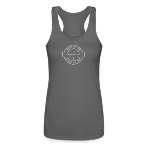 Made in the Image of God - Women’s Performance Racerback Tank Top - charcoal
