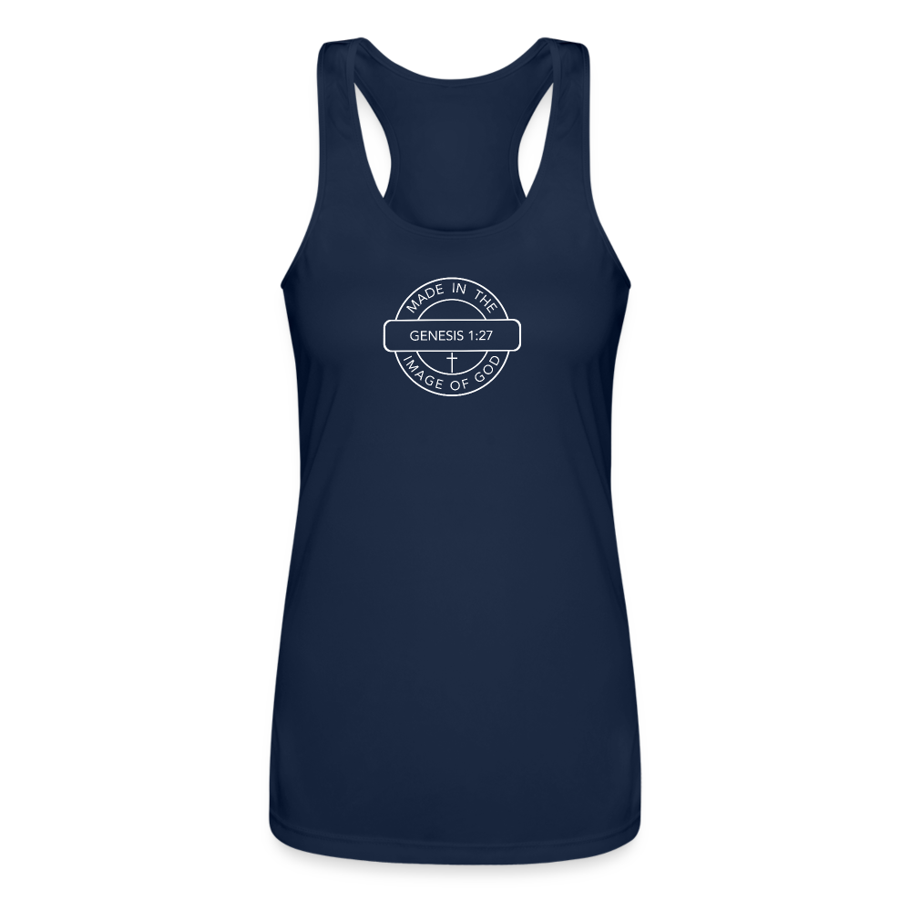 Made in the Image of God - Women’s Performance Racerback Tank Top - navy