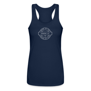 Made in the Image of God - Women’s Performance Racerback Tank Top - navy