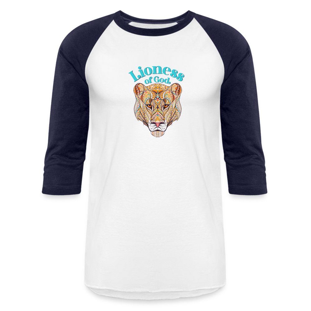 Lioness of God - Baseball T-Shirt - white/navy