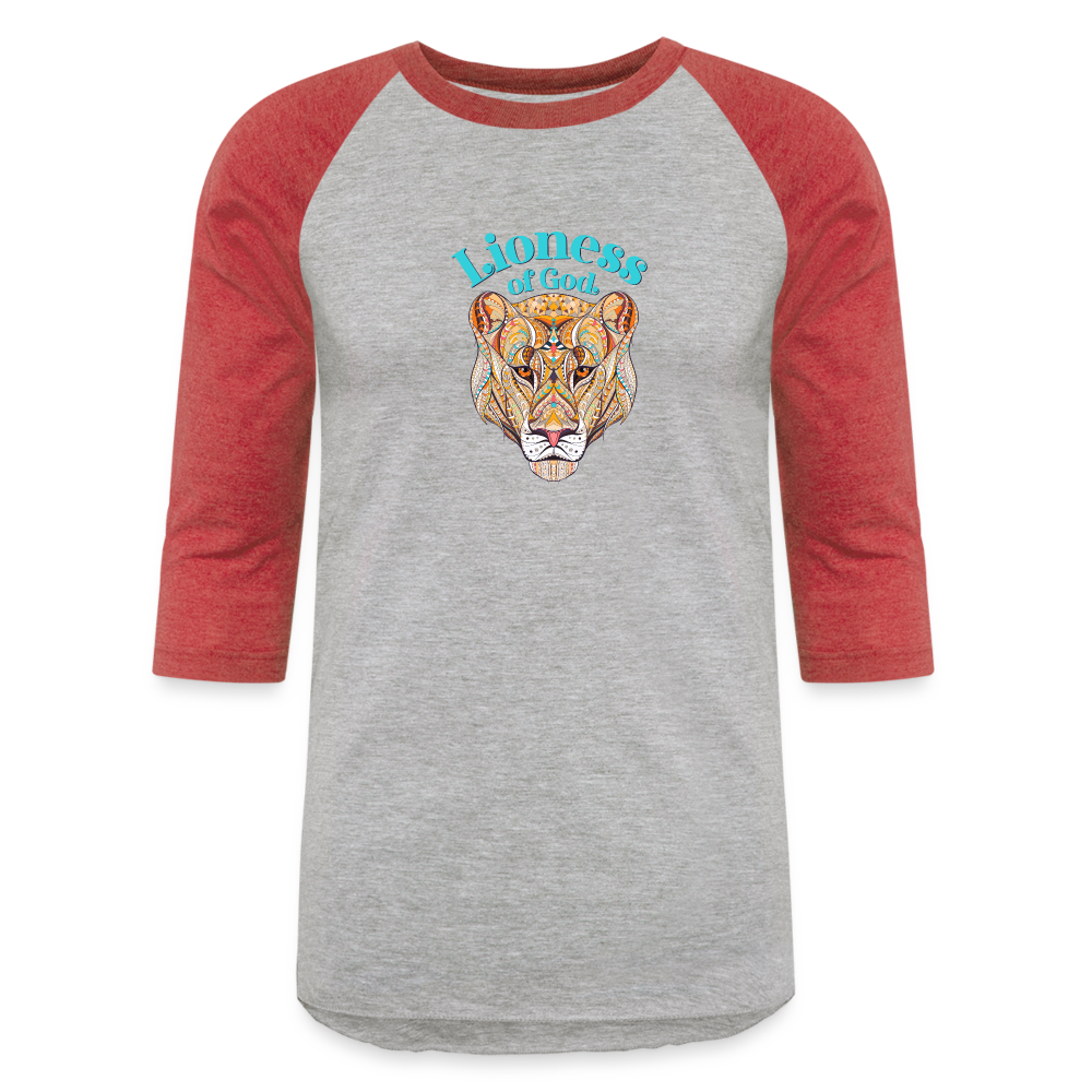 Lioness of God - Baseball T-Shirt - heather gray/red