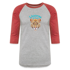 Lioness of God - Baseball T-Shirt - heather gray/red