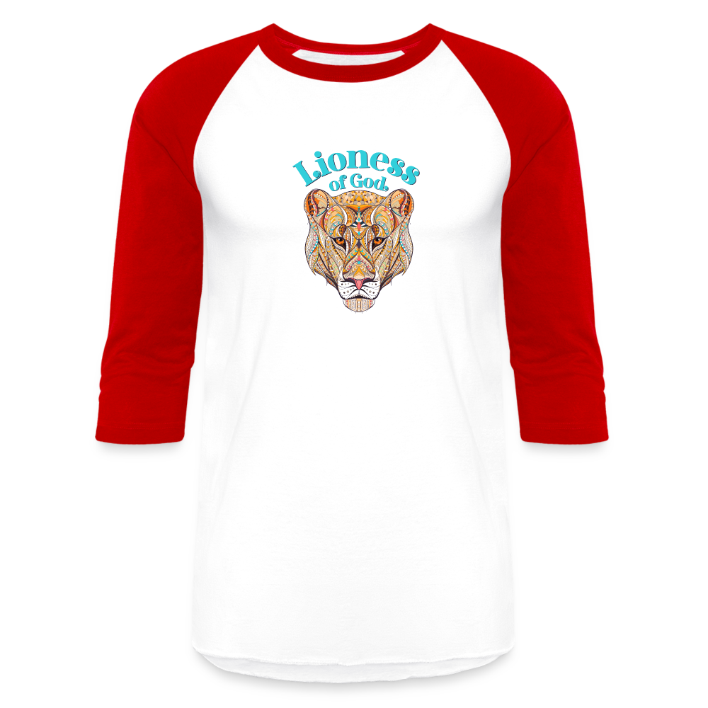 Lioness of God - Baseball T-Shirt - white/red