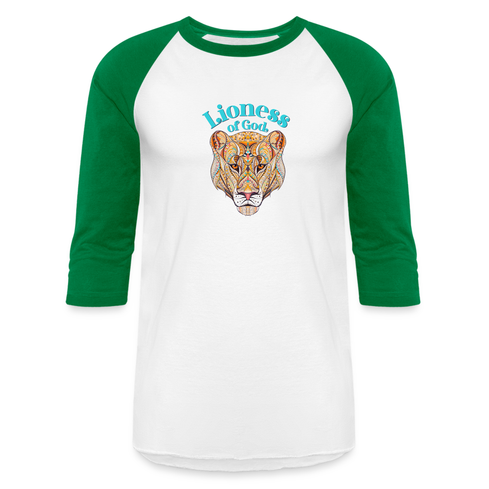 Lioness of God - Baseball T-Shirt - white/kelly green