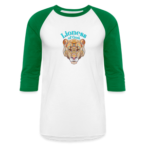 Lioness of God - Baseball T-Shirt - white/kelly green